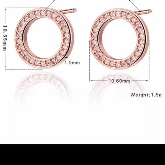 New Luxury 18k Rose Gold Diamond Stud Earrings - Picture 3 of 4